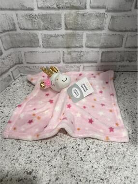 Luvable Friends Pink Unicorn Plush Security Blanket Lovey with Stars NWT